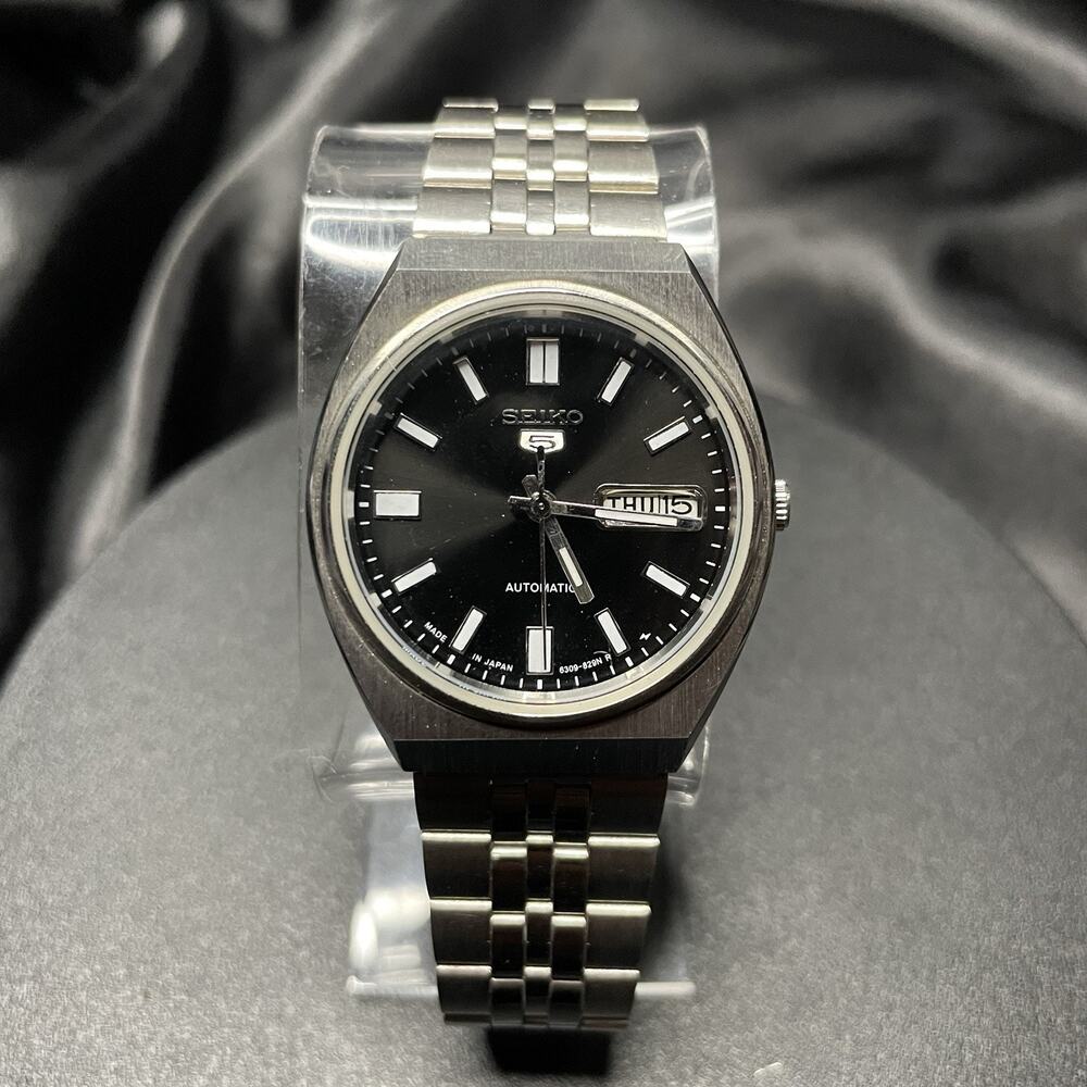 Vintage Seiko 5 Mens Automatic Watch 6309 Black Dial Day/Date